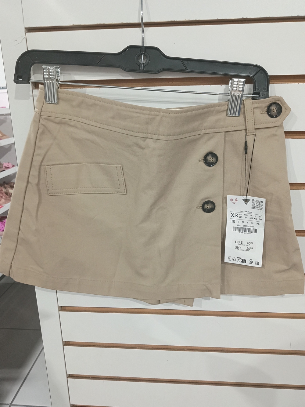 Zara Beige Women’s Button-Front Skort - XS